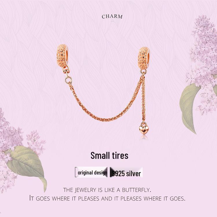 S925 Silver Ziyun Beaded Bracelet with Silicone Accessories and Tire Safety Chain