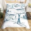 Ski Sports Duvet Cover Queen For Boy Teen Winter Sports Ski Theme Comforter Cover Microfiber Snow Mountain Landscape Bedding Set