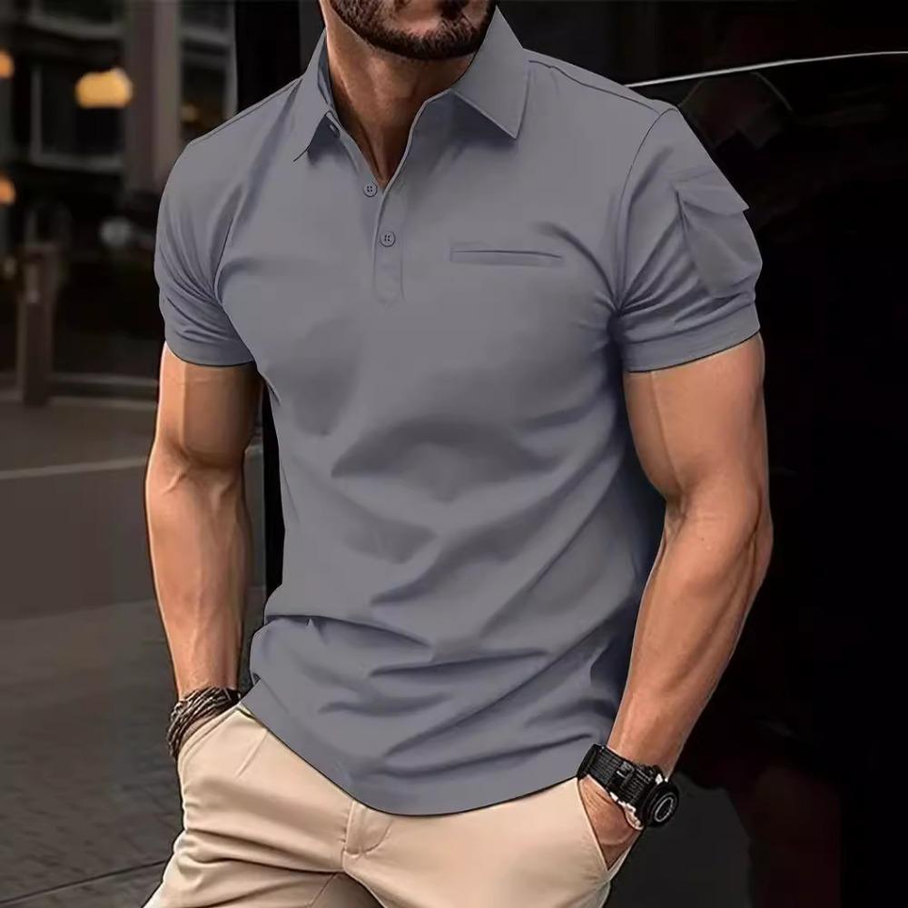 Men's Daily Casual Polo Shirt with Collar Buckle