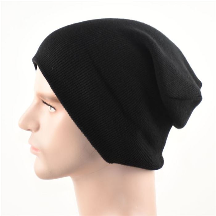 Big head circumference solid color thread hat Big head monochrome knitted hat Cotton thread men's hat Winter thermal hat