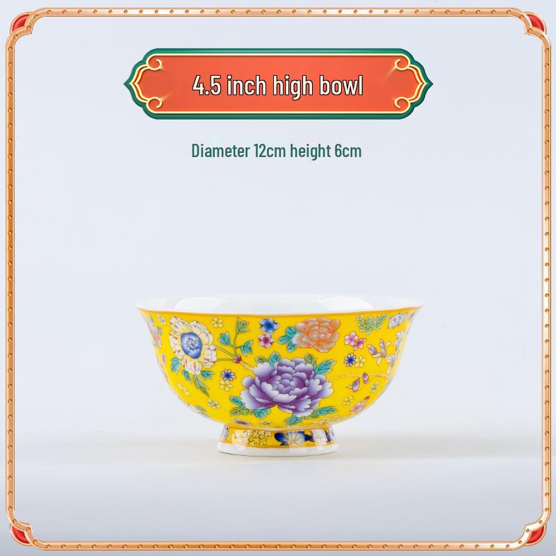 Jingdezhen Ceramic Rice Bowl: High-Foot, Enamel Color, Longevity Design