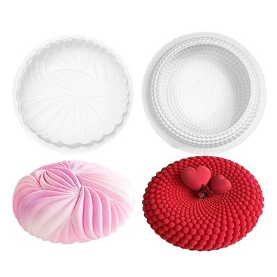 1 Pc Valentine's Day Holiday Love Baking New Round Pearl French Dessert Cake Mould Hemp Quicksand Dune Mousse Silicone Cake Mould