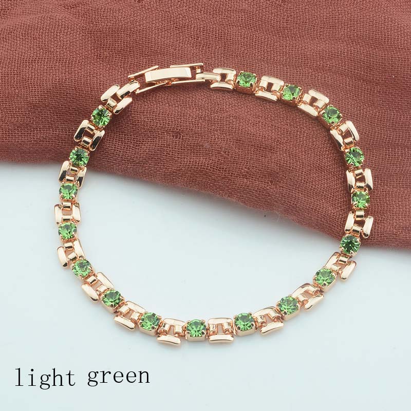 9 Color Women Girls Pink/Green/White/Red/Blue Cubic Zircon Stone Bracelets Wrist Square Shaped Bracelets