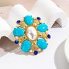 Medieval vintage style palace style brooch, Baroque gemstone, round retro light luxury brooch, high-end chest flower