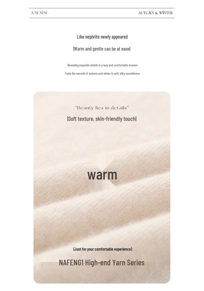 Women's Cashmere Knit Sweater: Half-High Neck, Loose Fit, Long Sleeve, Versatile Base Layer for Autumn & Winter