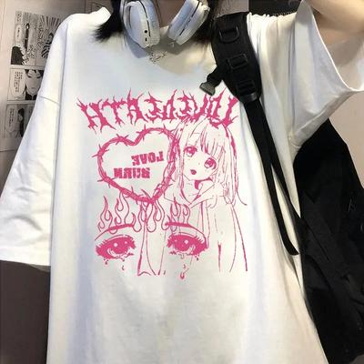 Harajuku T-shirt Women's Anime T-shirt Clothes Summer Pattern Top T-shirt Women's Street Wear Women's Fashion