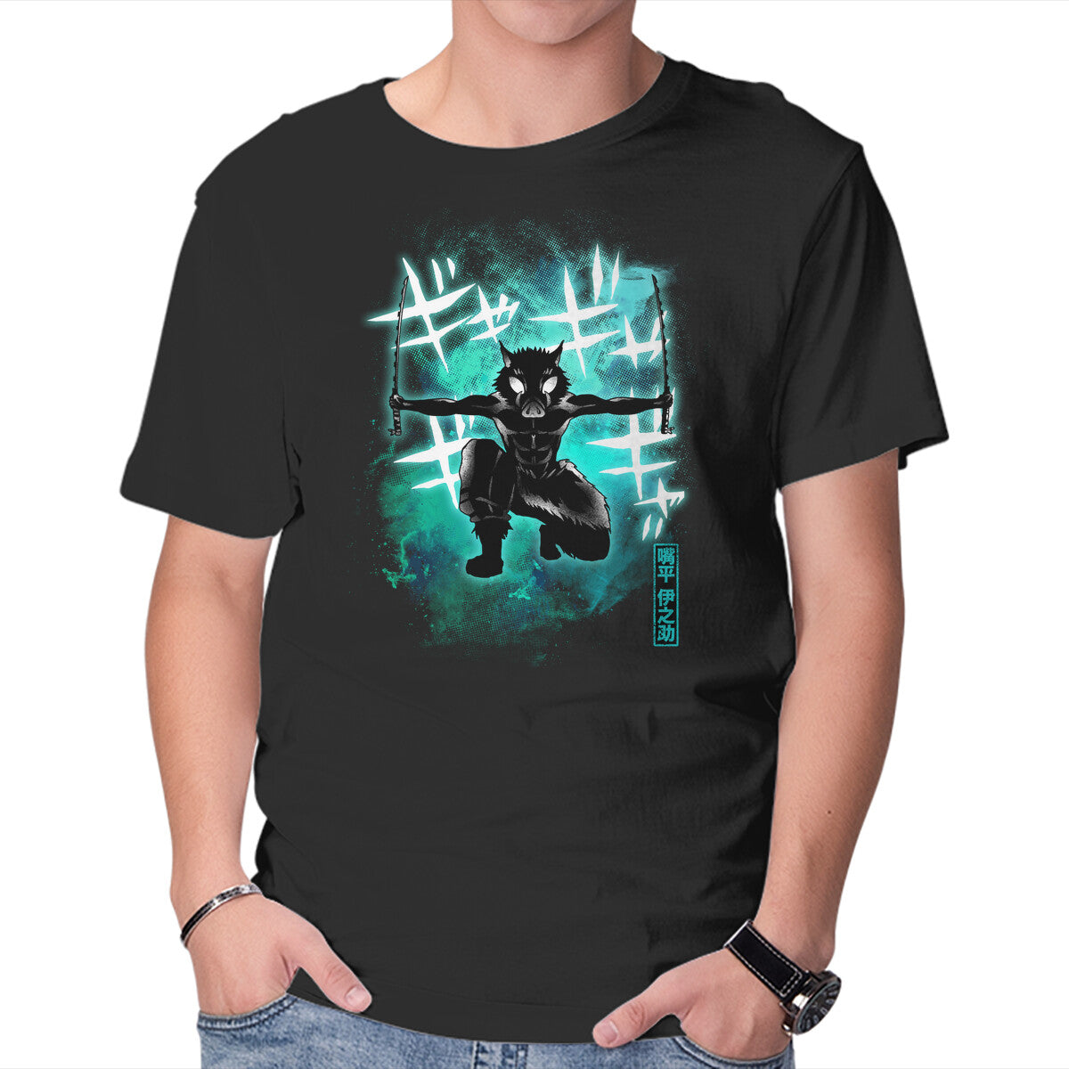 Unisex Crew Neck T-Shirt Cosmic Boar Graphic Short Sleeve Casual Tee L