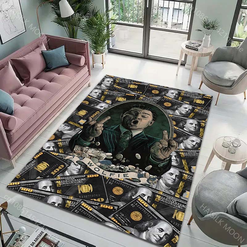 Personalized Dollars Print Carpet for Living Room Bedroom Sofa Home Decor Non-slip Floor Mat Modern Rugs Large Size