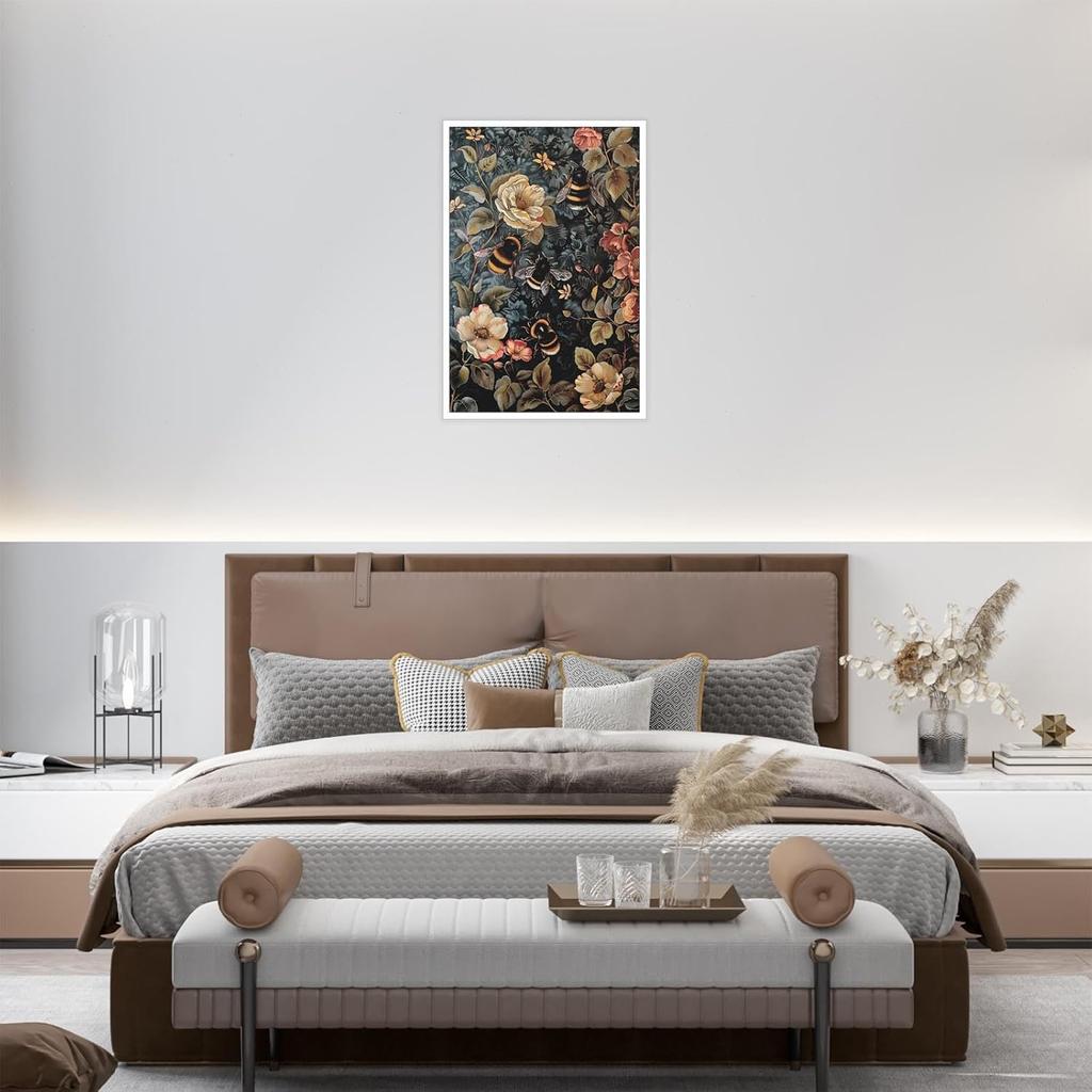 Vintage Bumble Bee Poster William Morris Wall Art Retro Farmhouse Mid Century Botanical Cottagecore Dark Academia Decor Canvas Prints Gothic Insect
