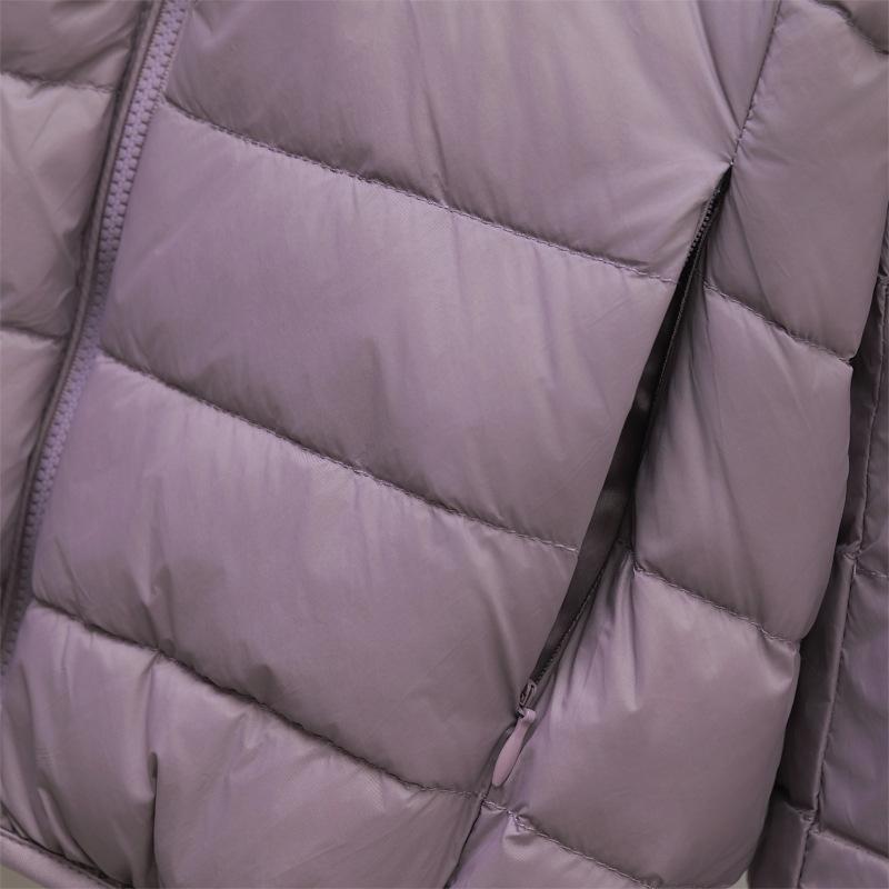 Down jacket women's light and thin fashion hooded short plus large size plus fat white duck down light European size coat
