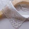 Double Layer Embroidered Bead Collar Decorative Dress Fake Collar Blouse Sweater Detachable Shirt Collar Lapel Women Top Collar