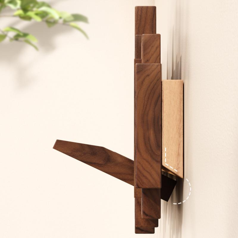 Wandmontierter Klavier-Garderobenständer aus Naturholz, Wandmontage, Klappbarer Wandhakenständer, Garderobenständer für den Eingangsbereich, Hergestellt aus Holz Walnuss, Buchenholz, Wandkunst