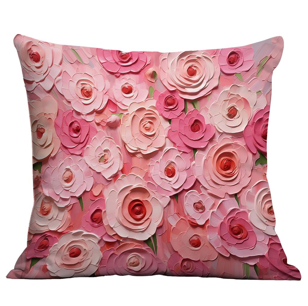 New Flower Pillowcase Imitating Three-dimensional Oil Painting Style Creative Floral Home Living Room Sofa Cushion Pillowcase