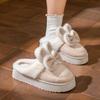 Pantoufles en coton automne et hiver nœud lapin semelle épaisse antidérapantes velours semelle épaisse mignonnes chaussures thermiques