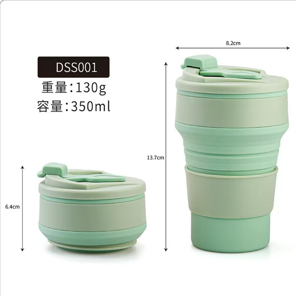 SHIMOYAMA 350ML Cupă Pliabilă Mini Cupă Retractabilă Silicon Portabilă Ceașcă de Ceai Călătorie în Aer Liber Cafea Cană Telescopică pentru Băut cu Capac