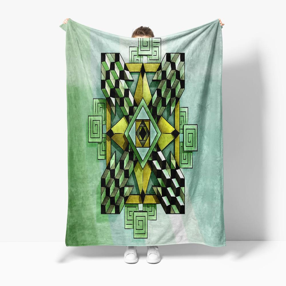 

Geometric Mosaic Throw Blanket Abstract Art Fleece Blanket Modern Decorative Throw Sofa Bed Living Room Cushion Cover 75x100cm