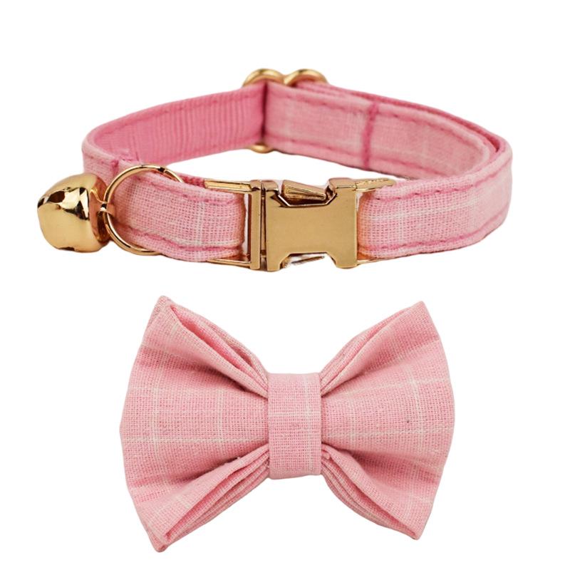 Plaid Series Engravable Pet Collar with Bell - For Cats & Dogs