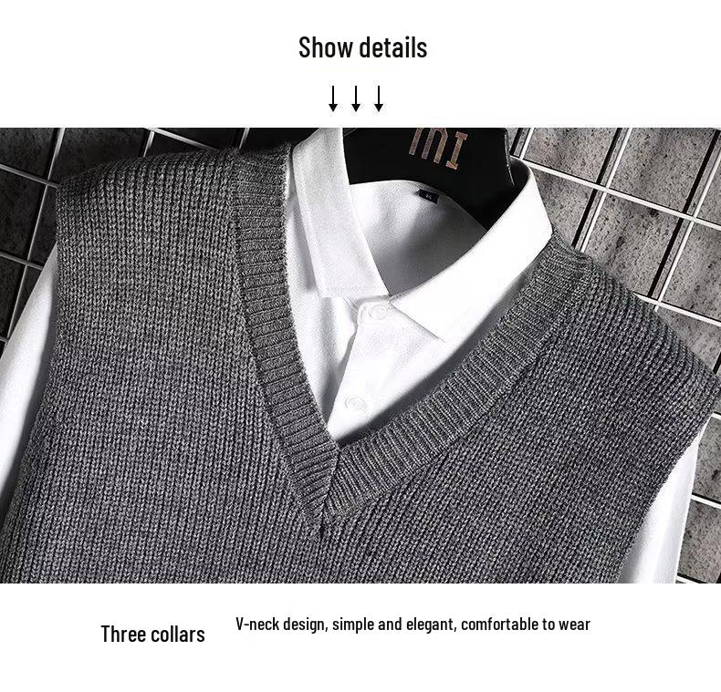 Hong Kong Style Loose Knit Vest for Men - Autumn/Winter Korean Sleeveless Jacket