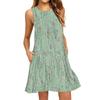 Women's Fashion Beach Dress Sleeveless Round Neck Floral Print Dress