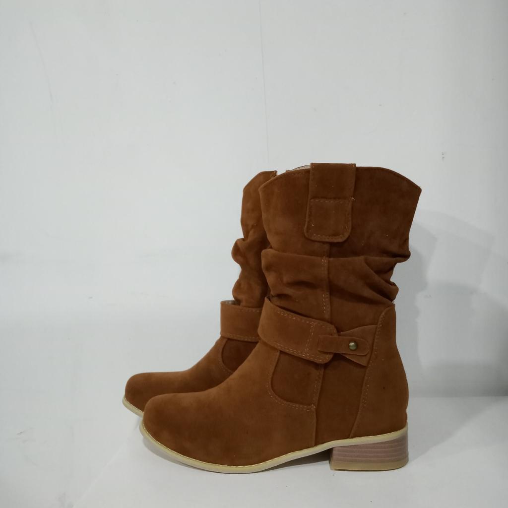 Fashion Women Ankle Boots 2024 Autumn and Winter New European American Style 34-43 Round Head Low Heel Suede Low Barrel Women's Boots