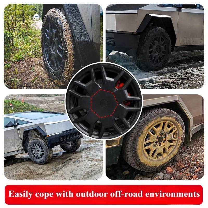 4pcs For Tesla Cybertruck 2024 Wheel Hub Center Caps ABS Cover Hubcaps Decoration Modification Kit Anti-Rust Auto Accessories