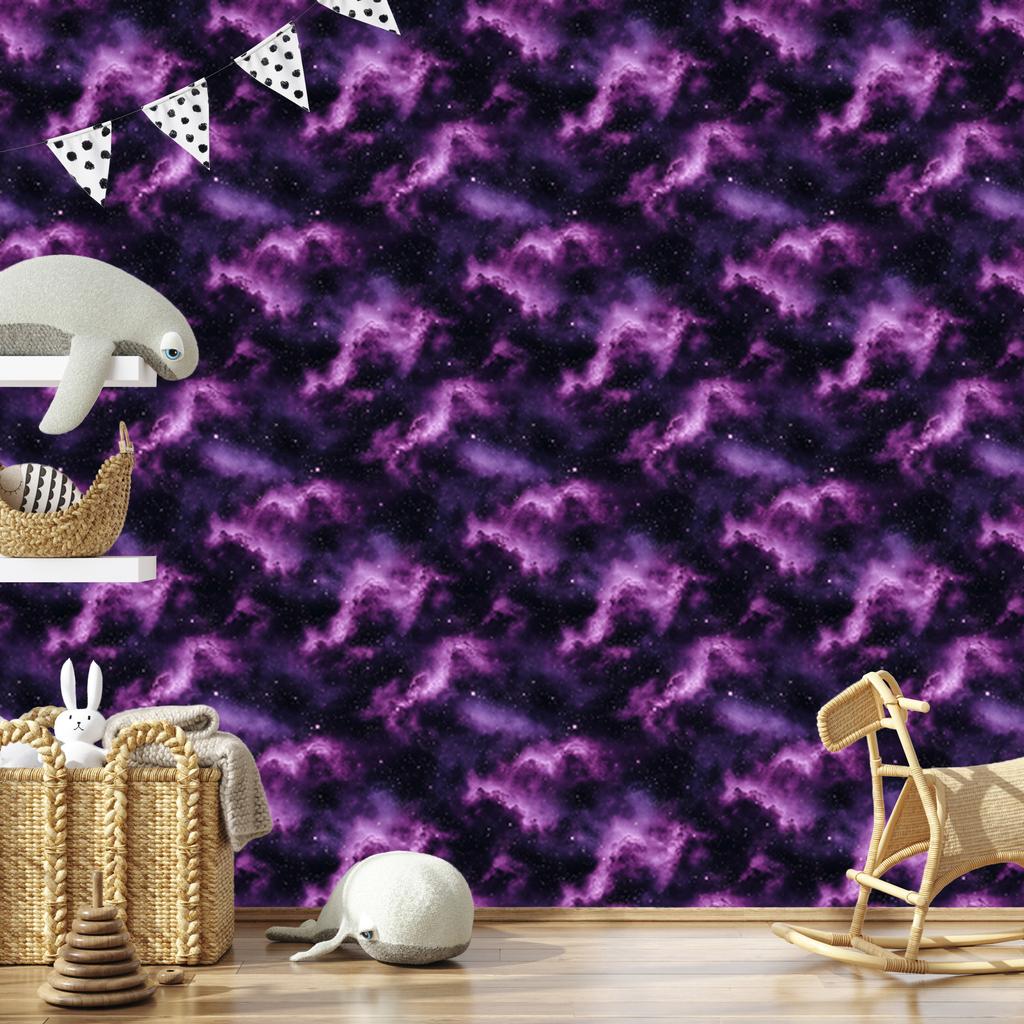 Watercolor Galaxy Wallpaper Indigo, Violet and Plum 50x1000