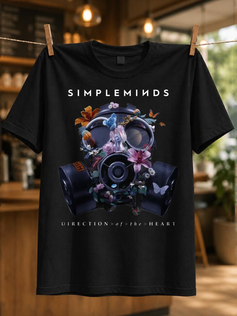 Simple Minds Direction Of The Heart Gas Bedekt Met Bloemen En Vlinders Surrealistische Donkere Kunst Unisex Alle T-shirts