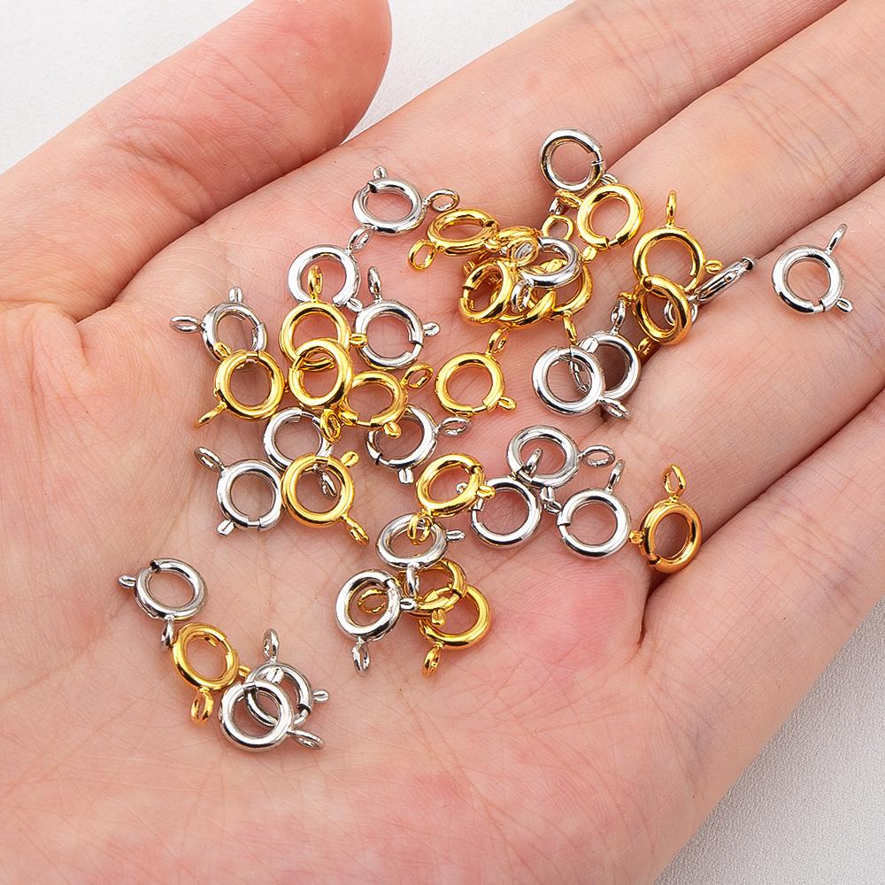 18K Gold Plated Brass Spring Ring Clasps Round Claw Clasps for Bracelet Necklace Jewelry Making Connnector DIY Accessories