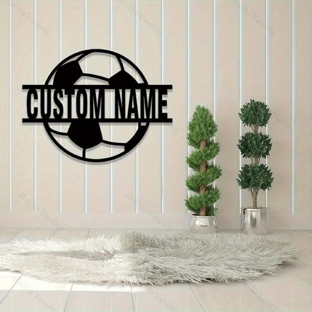 Metall Wandkunst Fußball Silhouette Personalisierbares Sportschild Haus Garten Eingang Küchen Dekoration