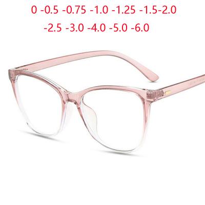 Reisnagelrahmen Anti-Blaulicht Katzenauge Korrektionsbrille Für Kurzsichtige TR90 Optische Brillen 0 -0,5 -0,75 Bis -6,0