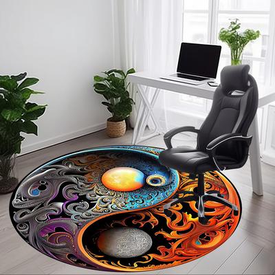 1PC Cosmic Yin-Yang Chair Carpet for Office Non-Slip, Lightweight, Machine Washable Rug for Office, Sleeping, Room - Holiday DecorPolyester,