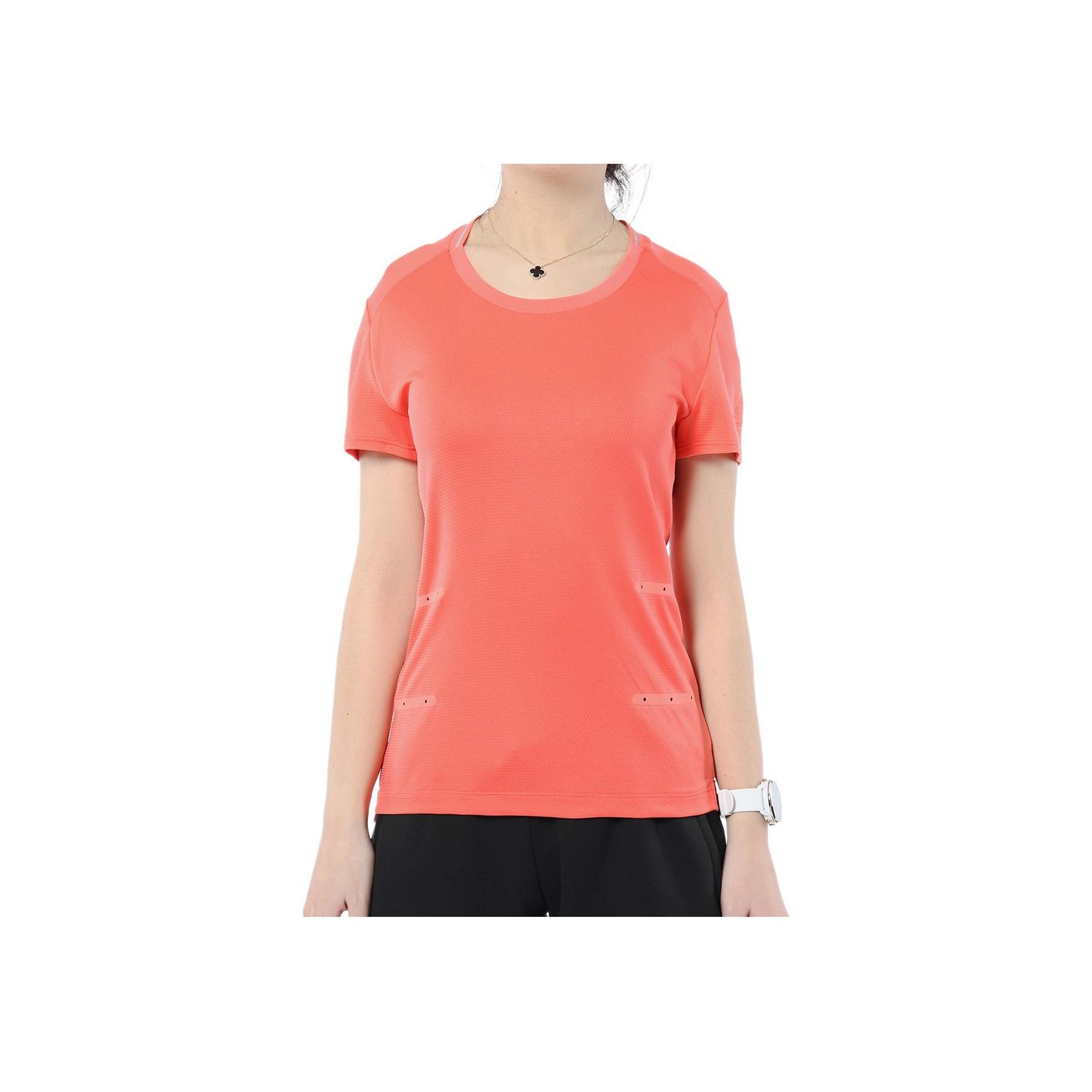 

Adidas Womens Running Series Round Neck Moisture-Wicking Short Sleeve Drop Shoulder T-Shirt Women Tops Orange BR9758 S
