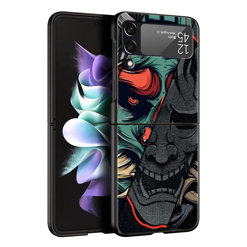 Etui na telefon Samurai Oni Mask dla Samsunga Galaxy Z Flip 3 4 5 Składana obudowa Dla Samsunga Z Flip3 Flip4 Twarde PC Fundas Pokrowiec Bumper