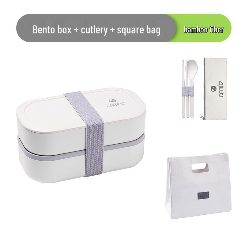 Microwaveable Japanese Double-Layer Bento Box - Portable, Sealed & Divided for Office Workers