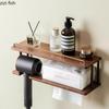 Double Layer Bathroom Wooden Shelf Towel Rack Hair Dryer Storage Rack Wall Mounted Storage Holder Organizer Bathroom Shelves
