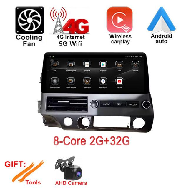 Android 14 For Honda Civic 2008-2011 12.3 Inch Car Player Multimedia Radio Stereo Auto GPS DSP Navigation Video