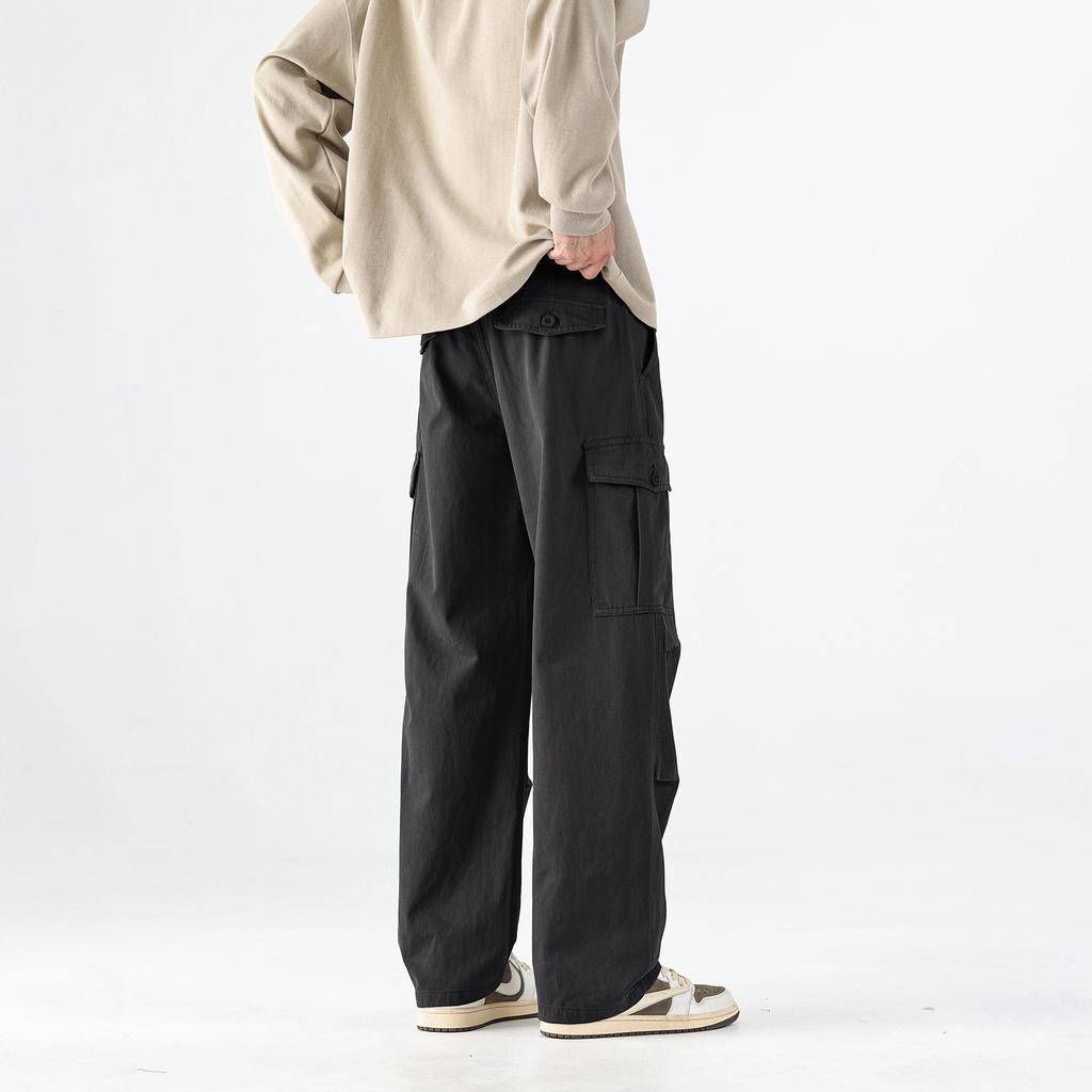 Mountain overalls men's spring and autumn pure cotton versatile American trendy casual pants loose straight large size trousers