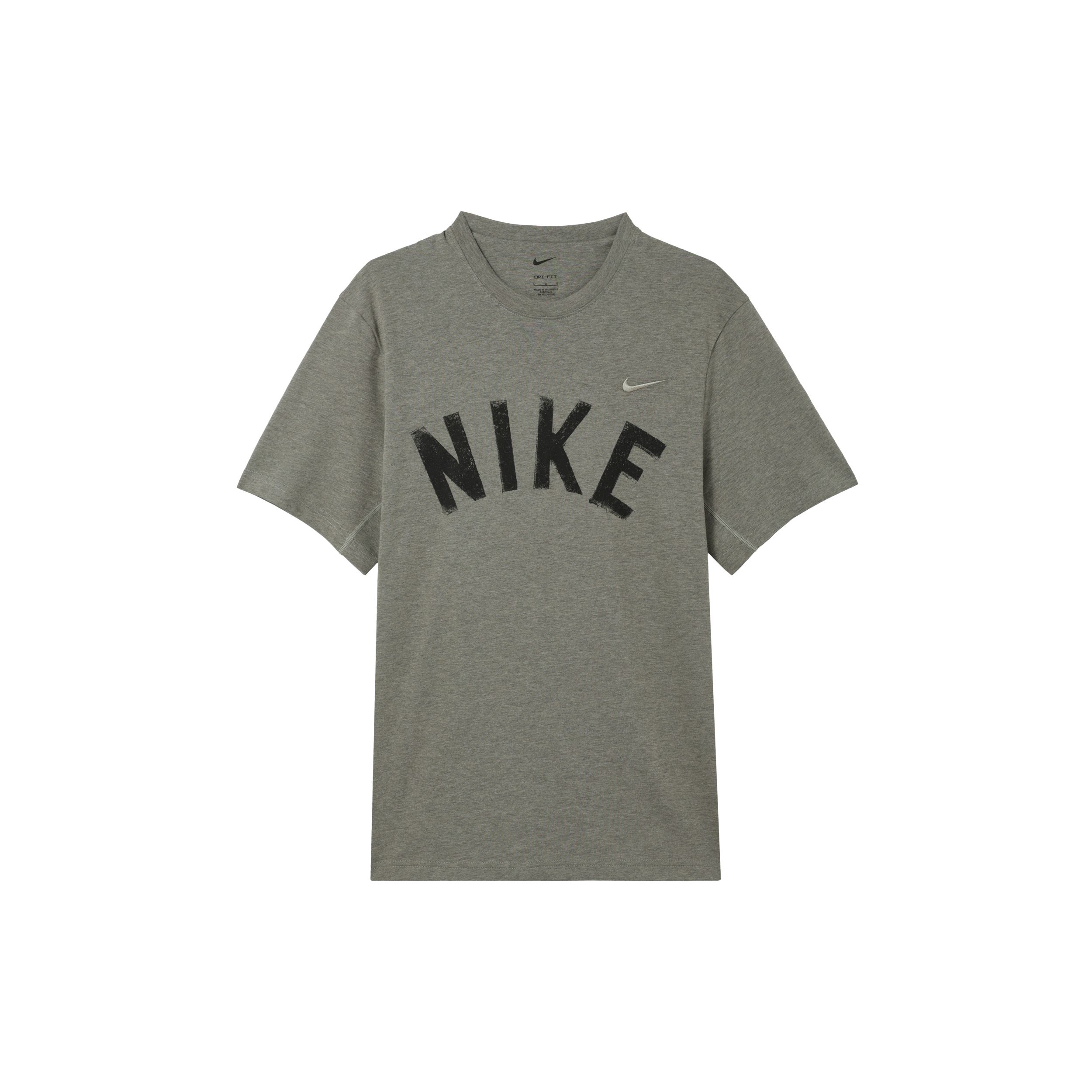 Nike Swoosh Dri-Fit Moisture-Wicking Quick-Dry Versatile Letter Print Short Sleeve T-Shirt Men Tops Dark-Mud-Gray FV9771053 S