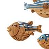 3 Pezzi Pesci in Legno Decorazione Murale Nautica da Spiaggia, Scultura Murale Rustica di Pesci Sospesa per Casa sul Lago, Stanza dell'Oceano, Bagno, Camera da Letto