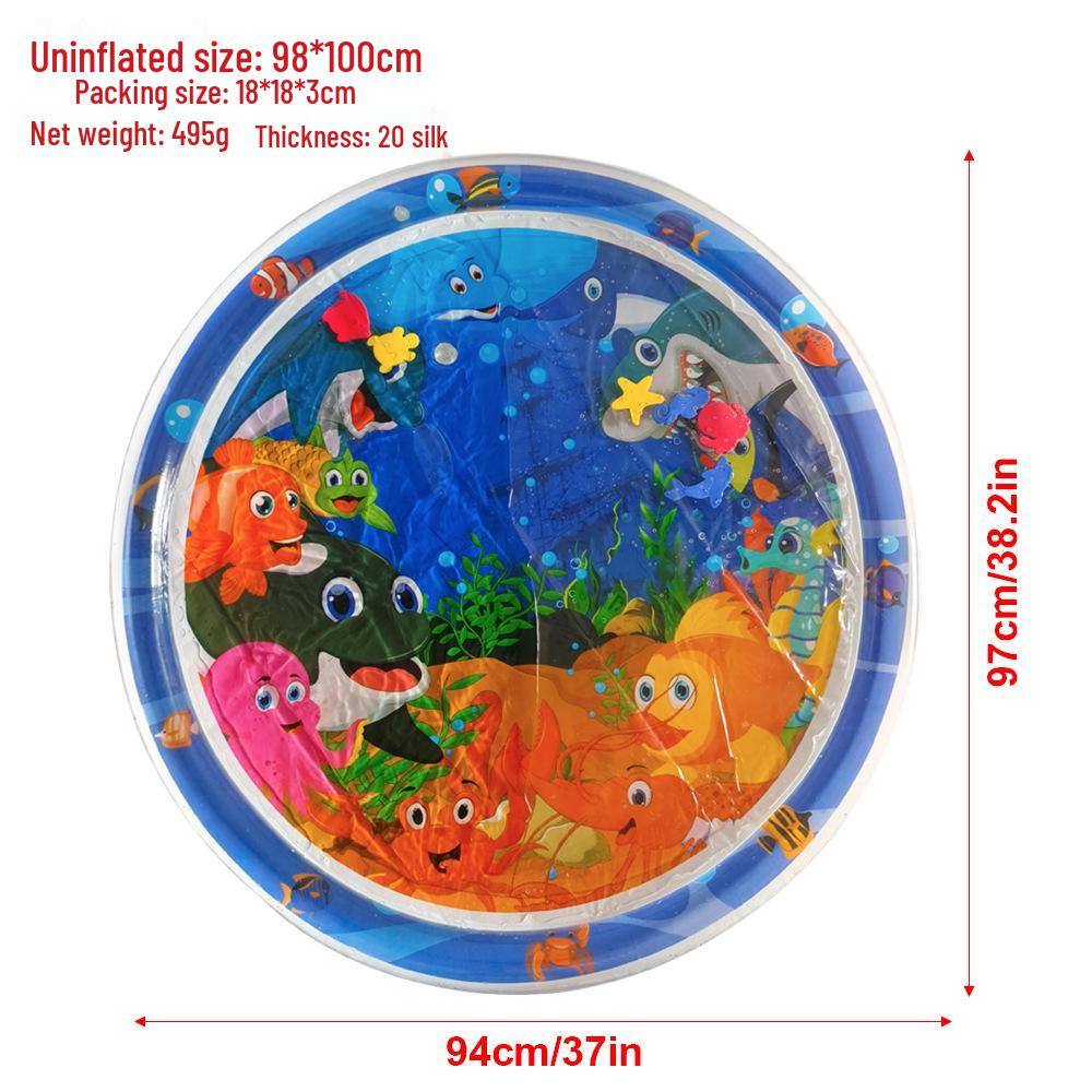Inflatable Round Pat-Pat Water Mat for Babies & Toddlers - Marine Life Crawling Play Mat