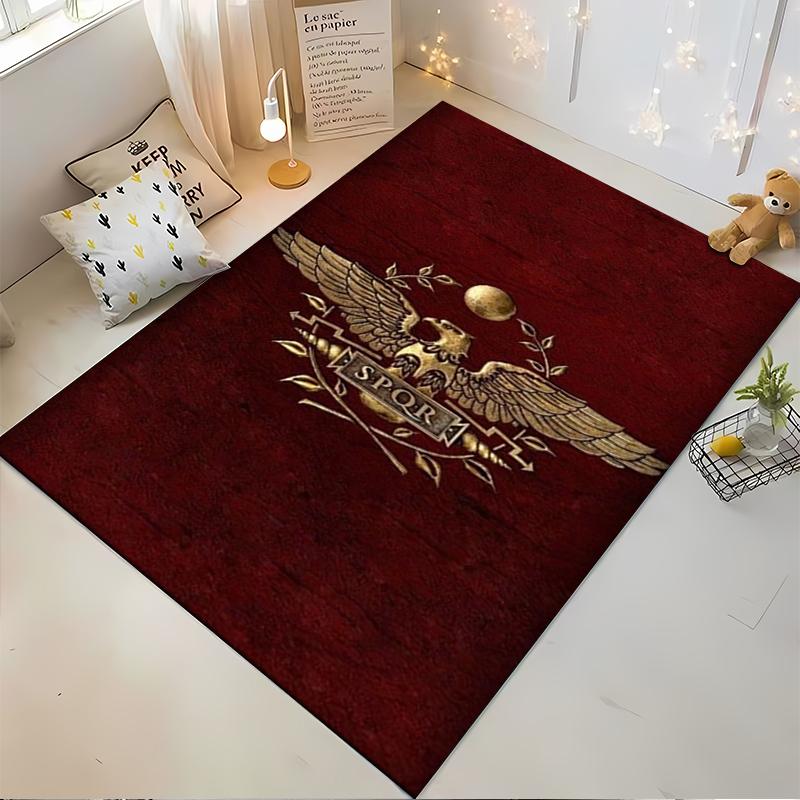 Roman Eagle Design Carpet with SPQR Insignia on Red Background. Suitable for use as an anti-slip for living room bedroom sofas