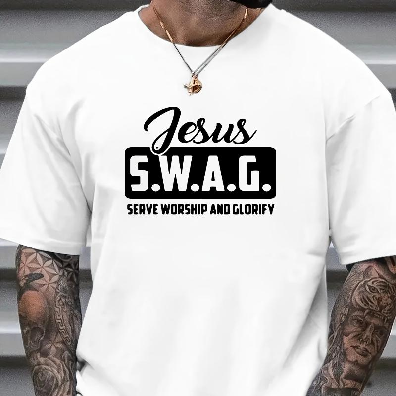 

Jesus S.W.A.G. T-Shirt Breathable Cool, Comfortable Wear,Daily Casua XXL білий