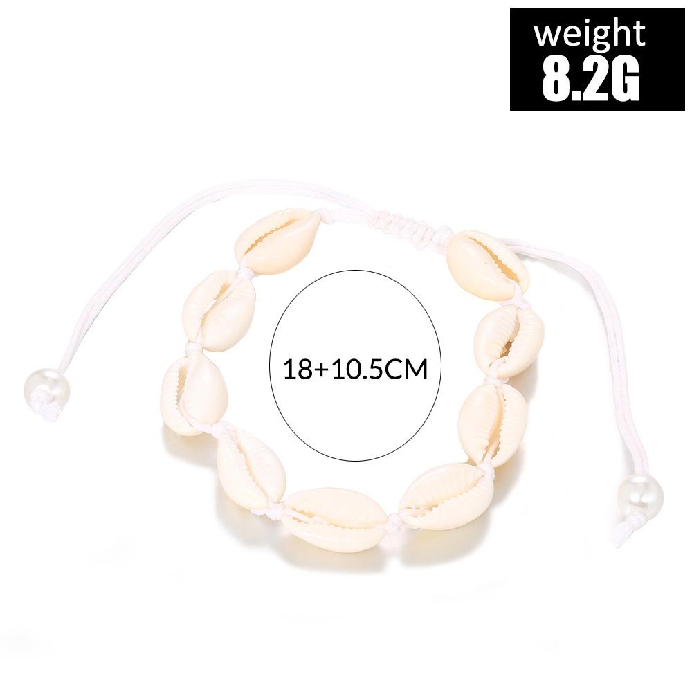 Women Shell Anklet Adjustable Natural Shell Hand-woven Anklet Beach Foot Jewelry For Girls