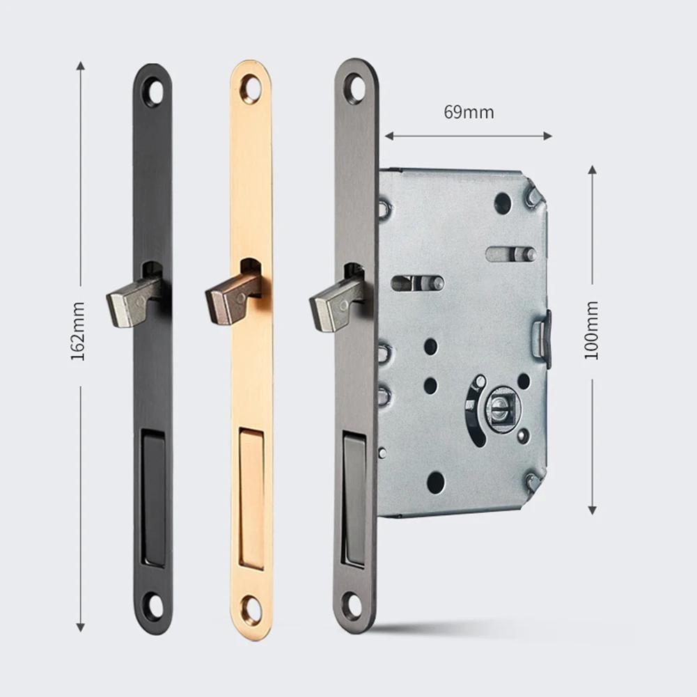 Sliding Door Lock Invisible Recessed Handle Latch Zinc Alloy Window Locks Anti-Theft Safety Bedroom Wood Gate Lock Hardware