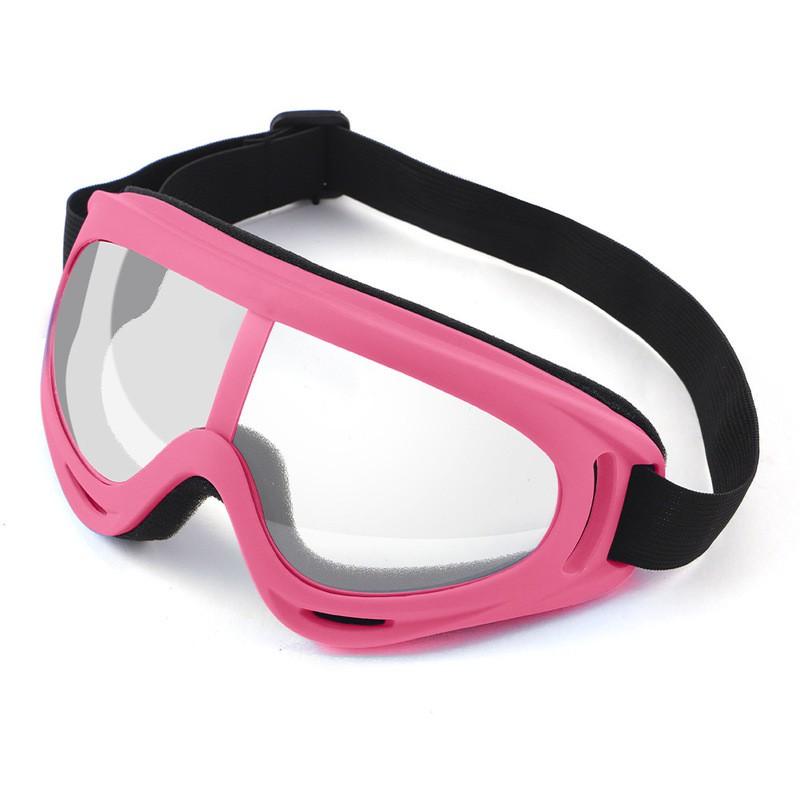 Cycling Protective Goggles Windproof Dustproof Safety Eyewear Skiing Snowboarding Motorbike Riding Outdoor Sports X400 Pink Frame Clear Lens
