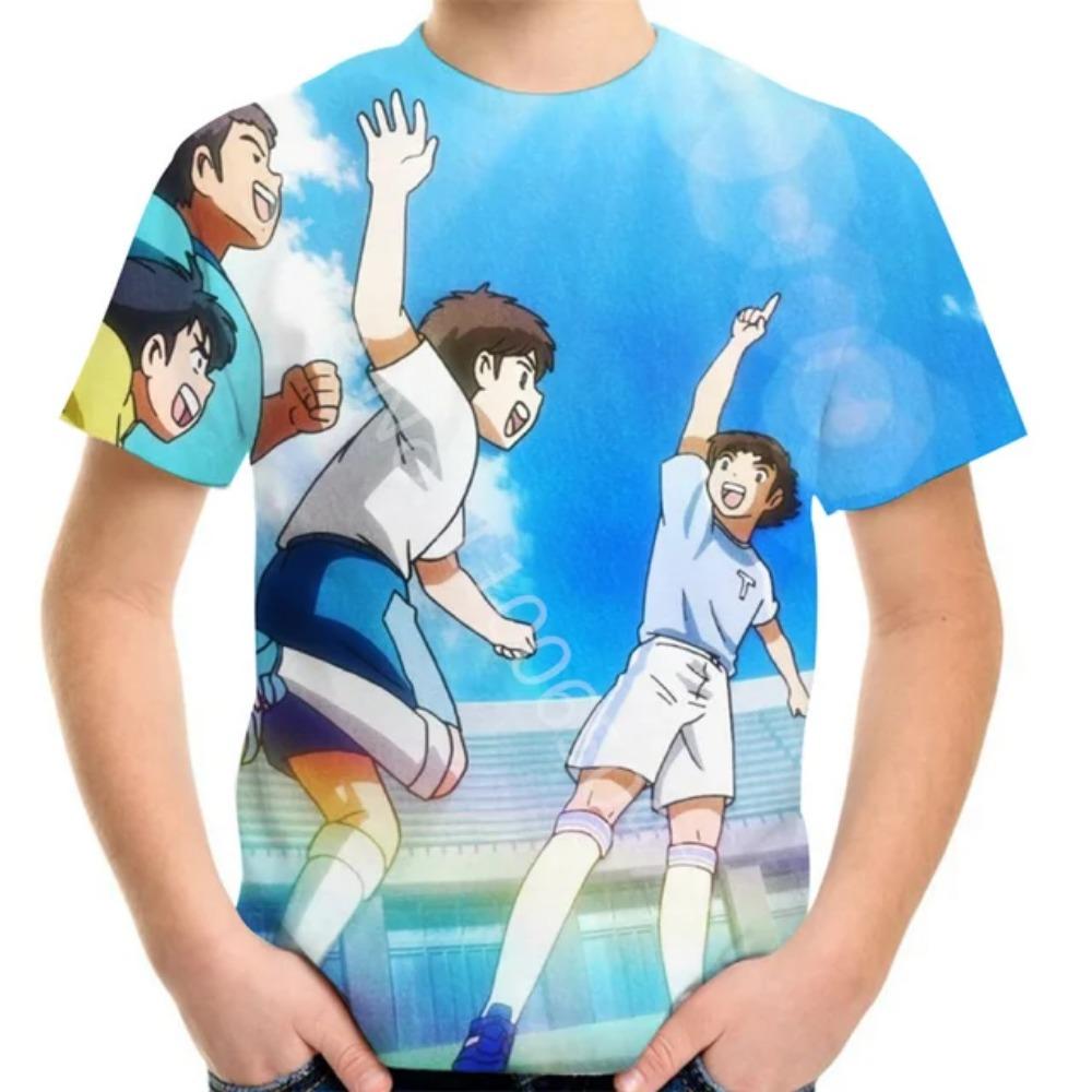 Summer 4-20Y Teen Children Cartoon T-Shirt Football Soccer Anime Captain Tsubasa 3D Print T Shirt For Boy Girl Kids Fashion Tops