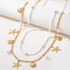 2 Pcs/set Shell Starfish Waist Chain Gold Belly Chains Charms Beads Body Chain  Rave Event
