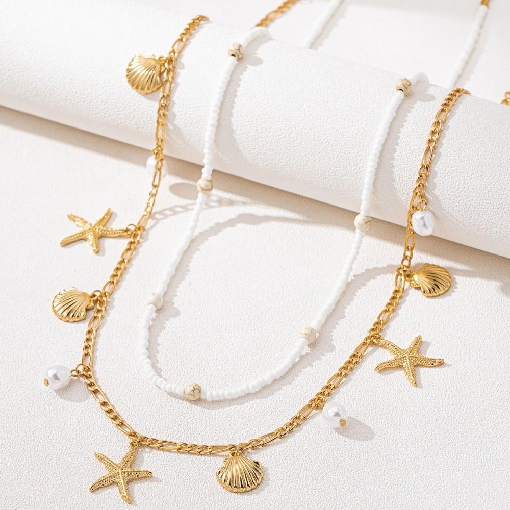 2 Pcs/set Shell Starfish Waist Chain Gold Belly Chains Charms Beads Body Chain  Rave Event
