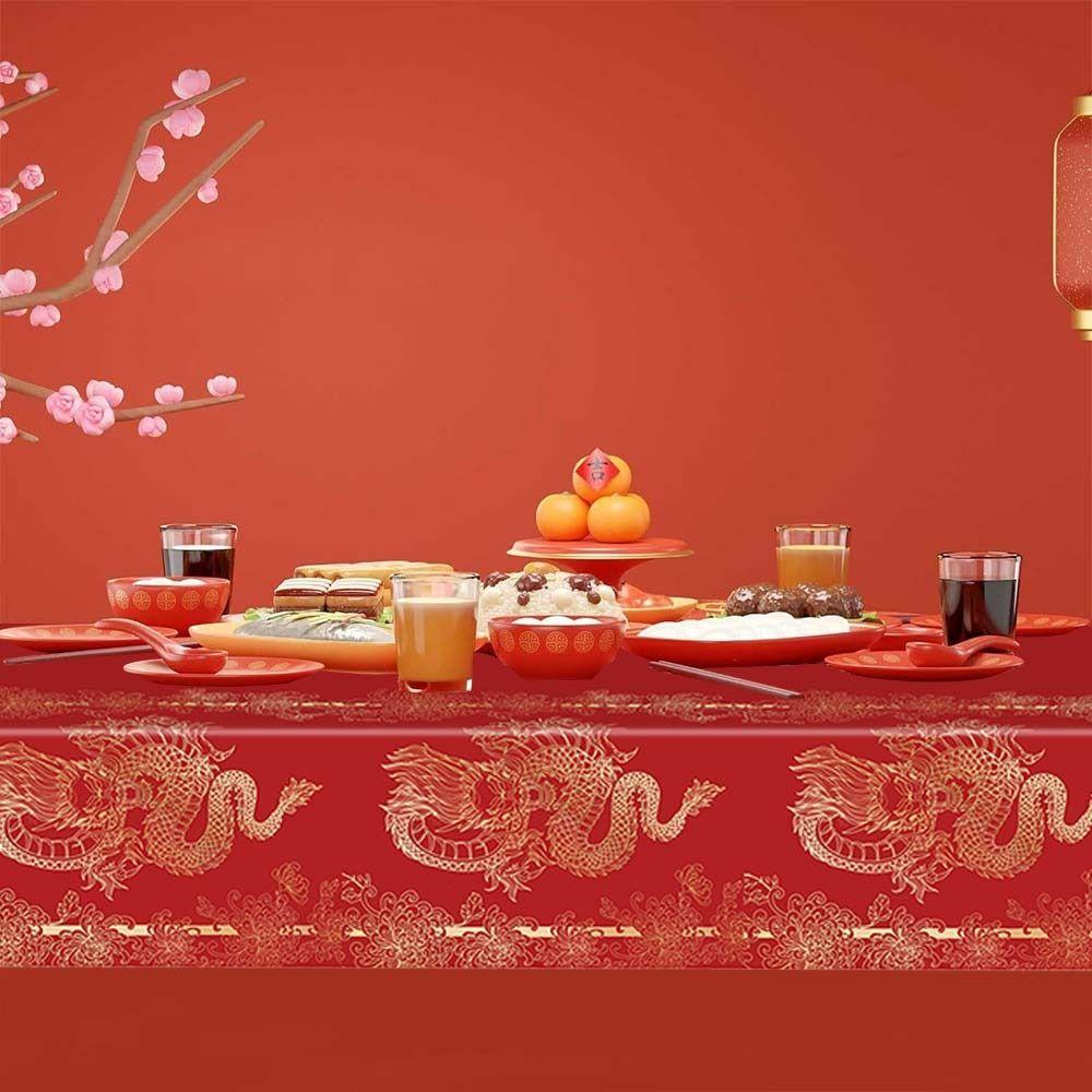 Bronzing Chinese New Year TableCover Plastic New Year Eve Decor  Chinese New Year