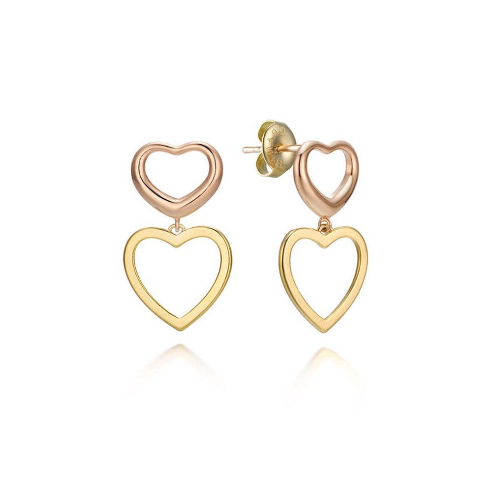 14K Lovely Two Heart Earrings (Gold Filled) C24Egf102